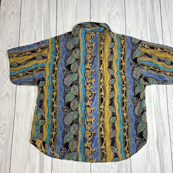 90s vintage Jeri Marque Patterened Button Down Top Medium - Picture 6 of 6